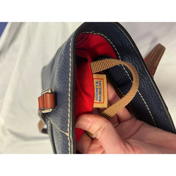 Dooney & Bourke Navy Brown Leather Shoulder Tote Bag GS - Picture 10 of 11
